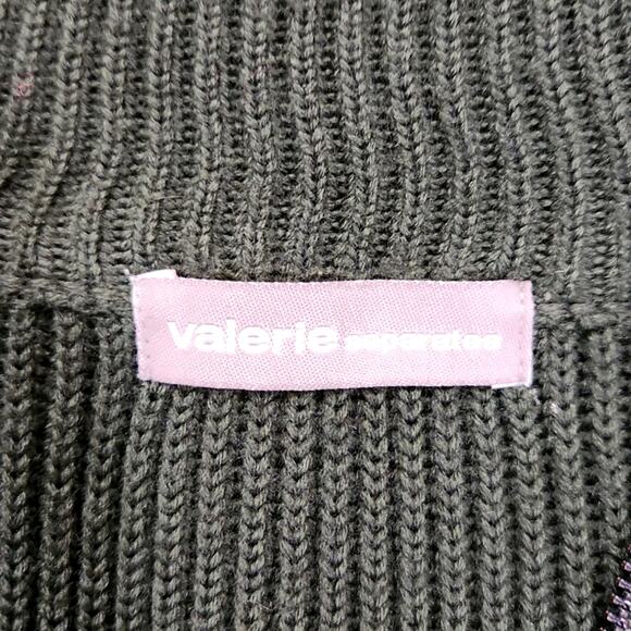 Valerie Seperates Forest Green Leather & Merino Wool Blend Sweater LG Front Zip - Picture 6 of 7